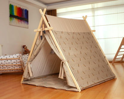 Red Oceanus XL play tent and play mat set with bunny design, featuring colorful fabric and spacious interior for kids&