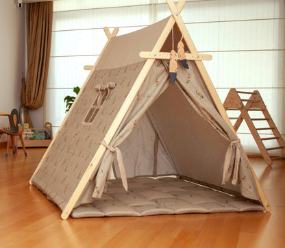 Red Oceanus XL play tent with matching play mat set, featuring a bunny design, suitable for children’s indoor and outdoor play areas.
