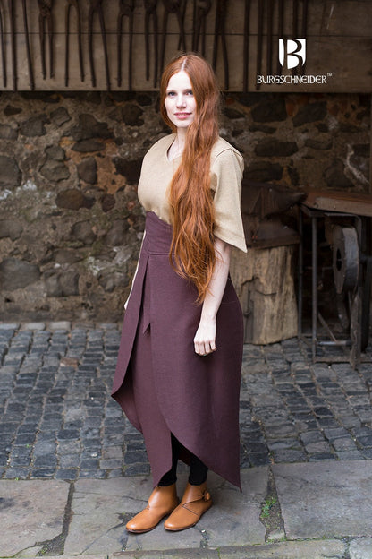 Brown Skirt Tharya by Azure Briseis, perfect for festivals and parties, shown with flowing fabric and stylish design.