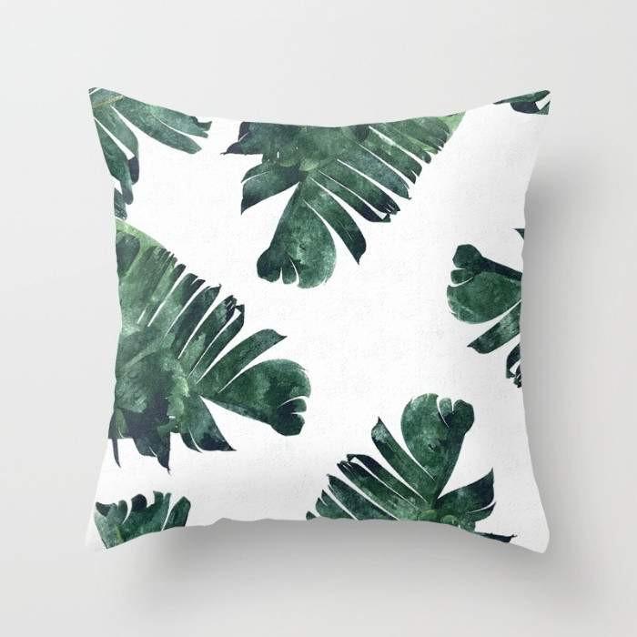 Scorpius cushion with vibrant banana leaf watercolor pattern, decorative textile pillow for living room or bedroom decor.