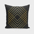 Golden art-themed minimalist cushion by Scorpius, featuring a sleek design and soft textile fabric for modern home decor.