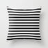 Modern black and white striped monochrome pattern pillow from Scorpius, featuring bold textile design for contemporary decor.