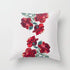 Red Roses decorative pillow by Scorpius featuring a vibrant floral print on soft textiles.
