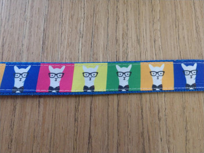 Green Thalassa large Hipster Llamas leash with colorful llama pattern, suitable for pets, shown in a close-up thumbnail image.