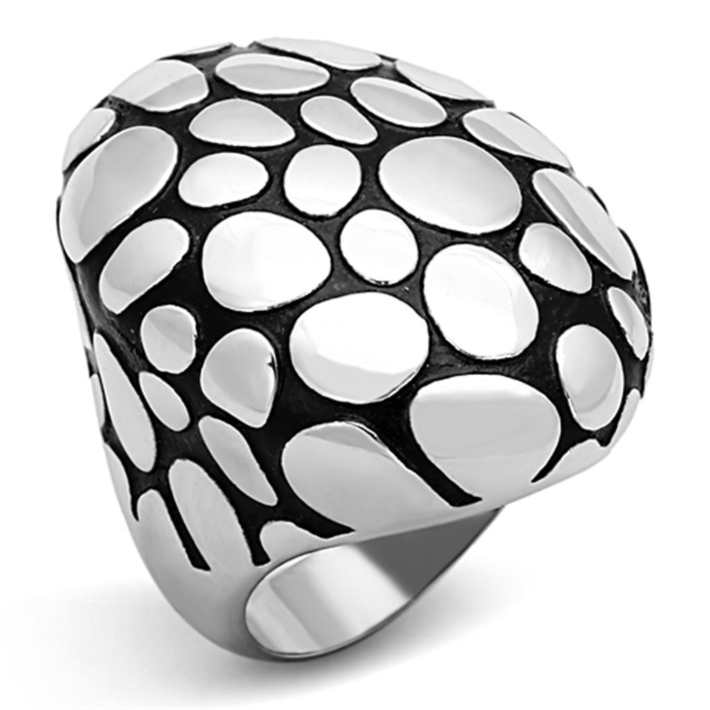 High polished stainless steel ring by Turquoise Tiger, showcasing a smooth, shiny surface and classic ring shape.