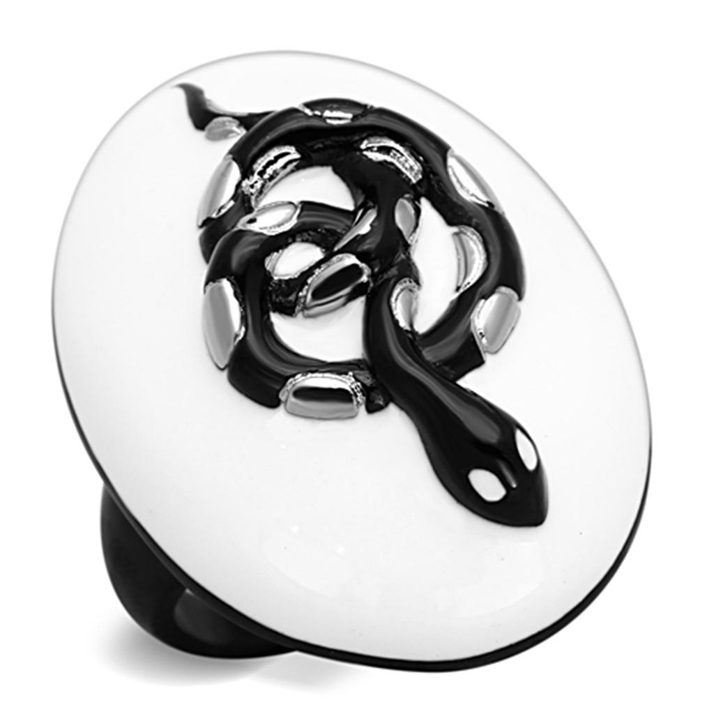 Turquoise Tiger TK1295 two-tone IP black stainless steel ring with sleek, modern design and polished finish.