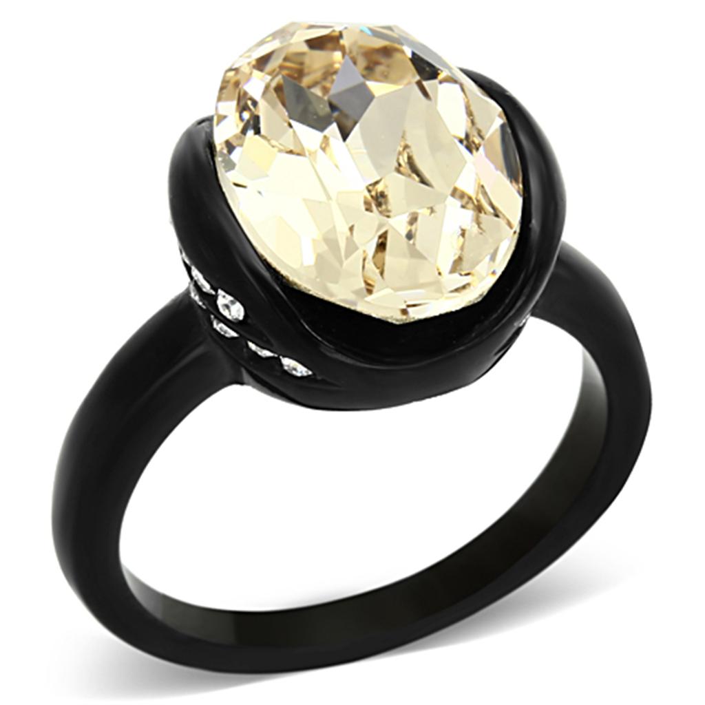 Turquoise Tiger TK1298 IP black stainless steel ring with ion plating, showcasing a sleek, modern design on a white background.