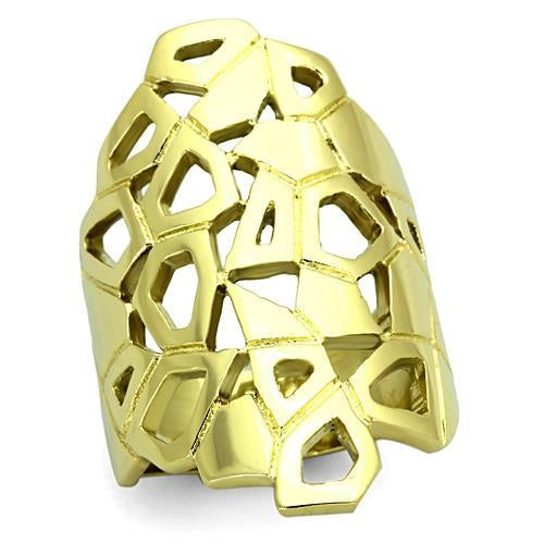 Turquoise Tiger TK1446 stainless steel ring with IP gold ion plating, simple band design without stones, jewelry and watch accessory