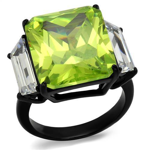 Turquoise Tiger TK2275 stainless steel ring with black ion plating, featuring a sleek, polished design for stylish wear.