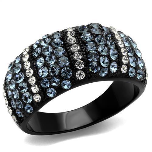 Turquoise Tiger TK2355 IP black ion-plated stainless steel ring showcasing a sleek, modern design with a polished finish.