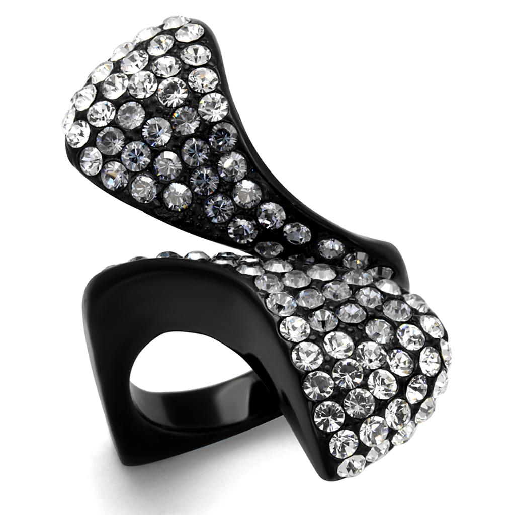 Turquoise Tiger TK2360 IP black stainless steel ring with ion plating, showcasing a sleek, modern design.