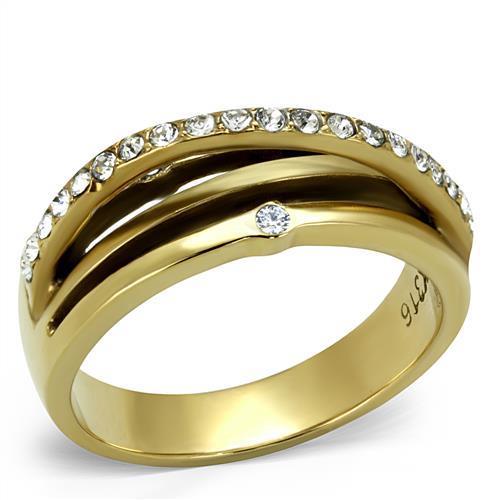 Turquoise Tiger TK2611 gold-ion plated stainless steel ring with sleek, polished finish and modern design.