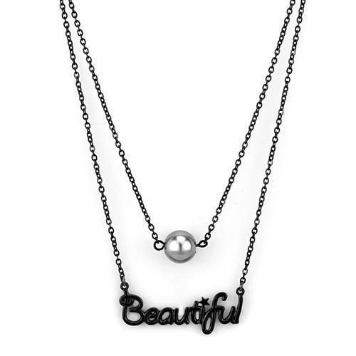 Turquoise Tiger TK2628 IP black ion plating stainless steel necklace with a sleek, modern design.