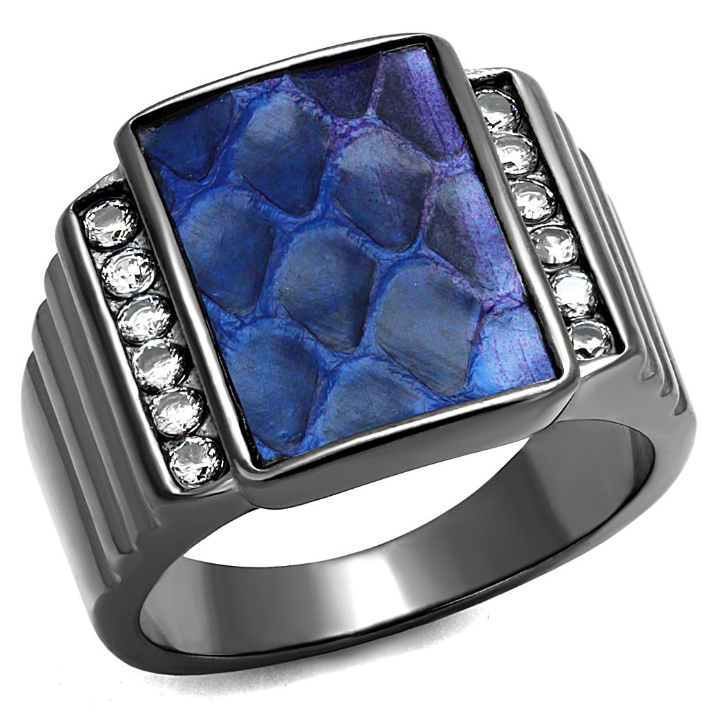 Turquoise Tiger TK2736 IP Light Black stainless steel ring with smooth finish, designed as a stylish stainless steel jewelry piece.