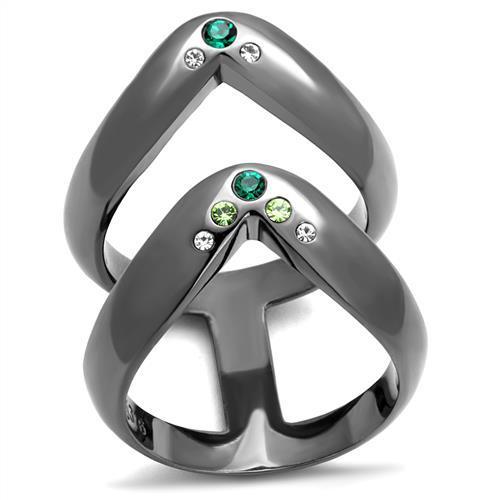 Turquoise Tiger TK2757 IP Light Black stainless steel ring with a sleek, polished finish, designed as a stylish IP gun ring.