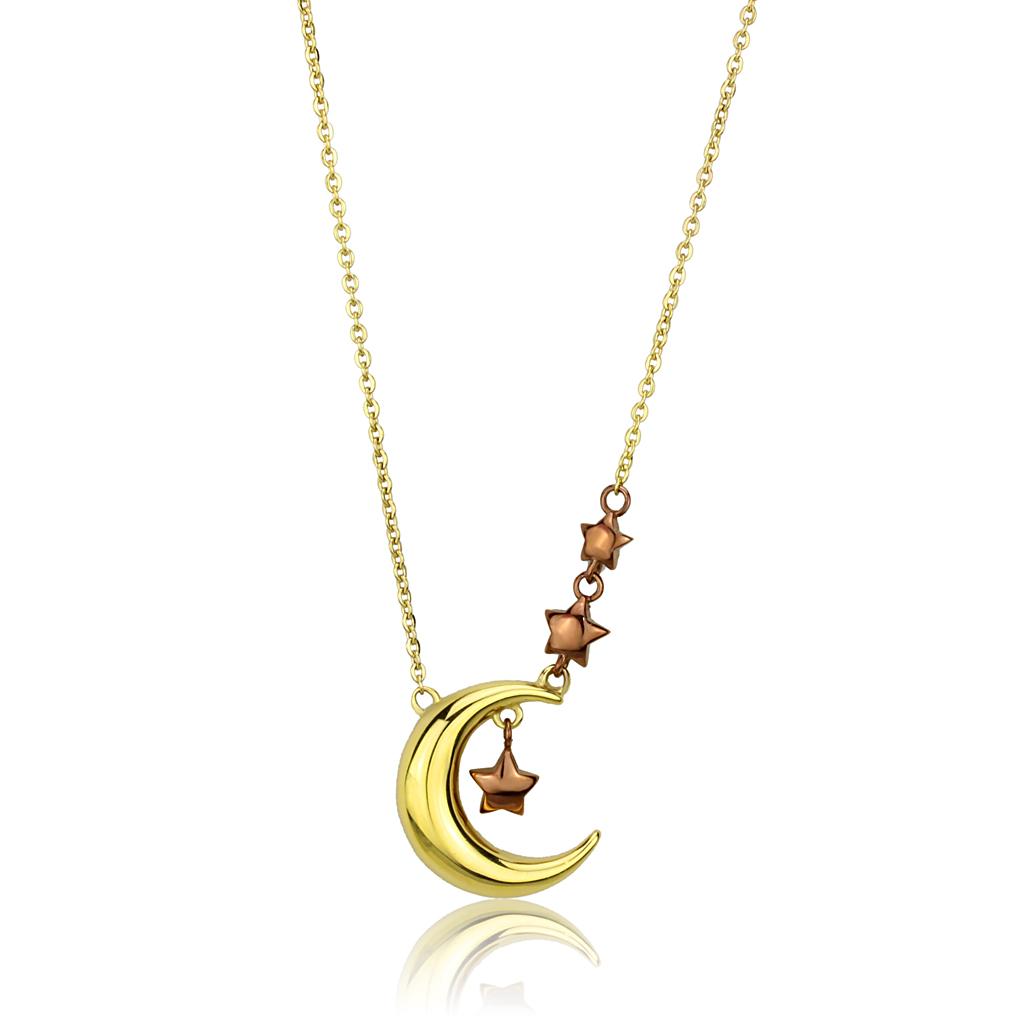 Turquoise Tiger TK2796 gold and light brown IP necklaces featuring elegant layered chain designs.
