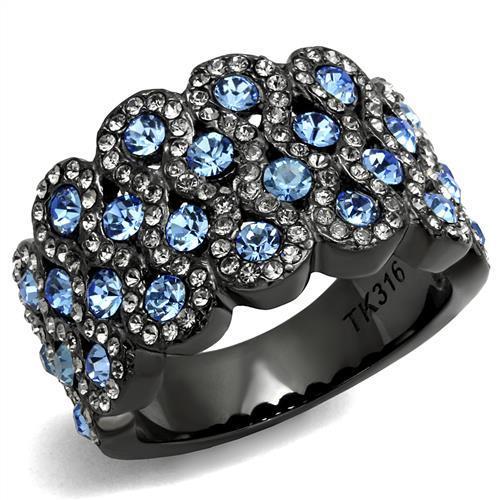 Stainless steel TK3111 IP Light Black ring by Turquoise Tiger, featuring a sleek, modern design with smooth finish.
