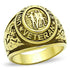 Turquoise Tiger IP Gold Ion Plating stainless steel ring with black epoxy inlay, stylish jewelry accessory.