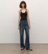 Brown Coeus long-staple cotton micro-stacked straight jeans, showcasing their fit and fabric details.