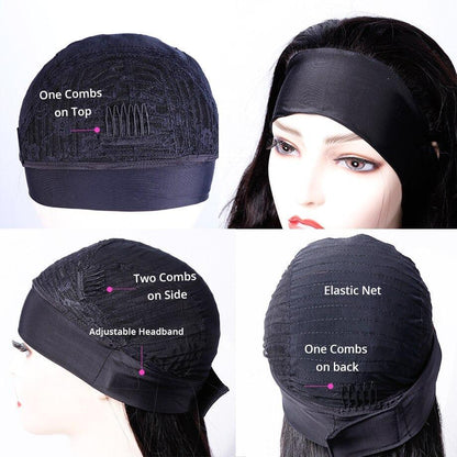 Cerise Alfie straight human hair headband wig with scarf, easy wear, no glue, designed for women, suitable for bath and beauty use
