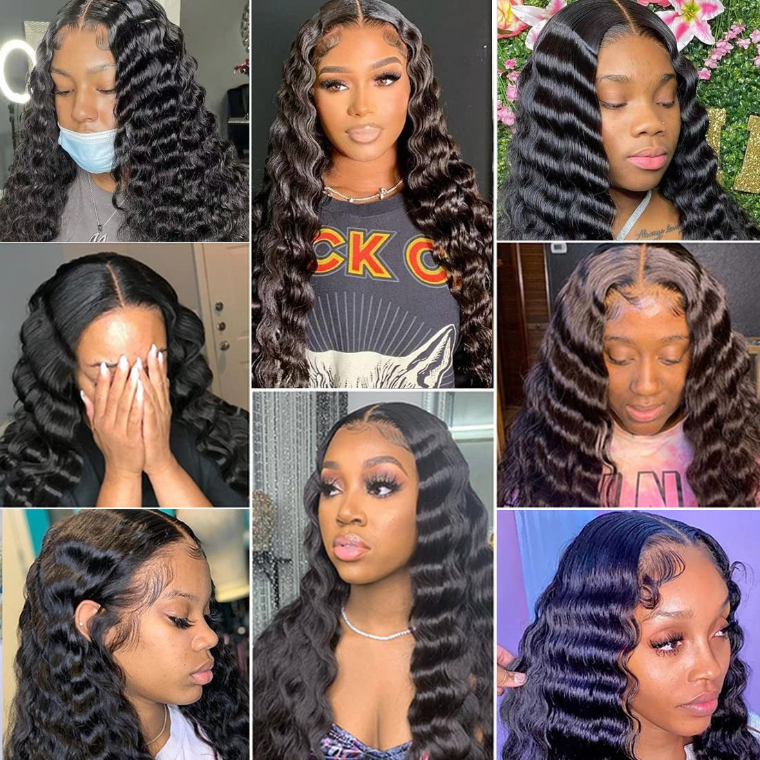 Cerise Alfie U Part wig with loose deep wave Brazilian Remy human hair, lace front for black women, transparent lace detail.