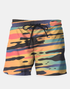 Colorful trippy dawn design swim shorts by Sky Felix, featuring vibrant patterns and a relaxed fit.