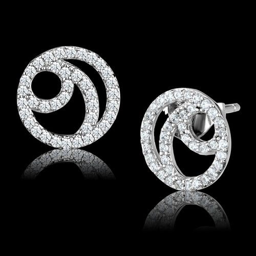 Turquoise Tiger TS511 rhodium-plated 925 sterling silver earrings with AAA grade cubic zirconia, elegant jewelry accessory