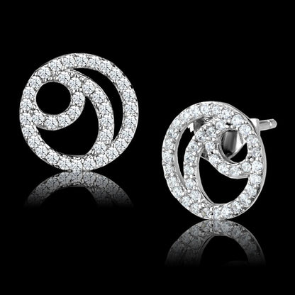 Turquoise Tiger TS511 rhodium-plated 925 sterling silver earrings with AAA grade cubic zirconia, elegant jewelry accessory