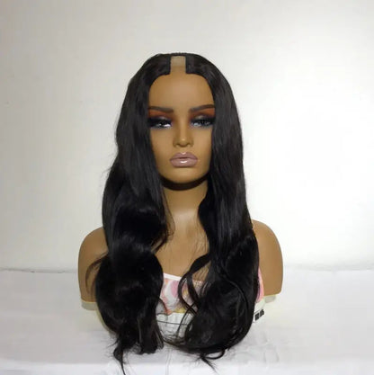 Peach Clymene U-nece U-part wig made of premium human hair, featuring a versatile U-shaped section for natural styling.