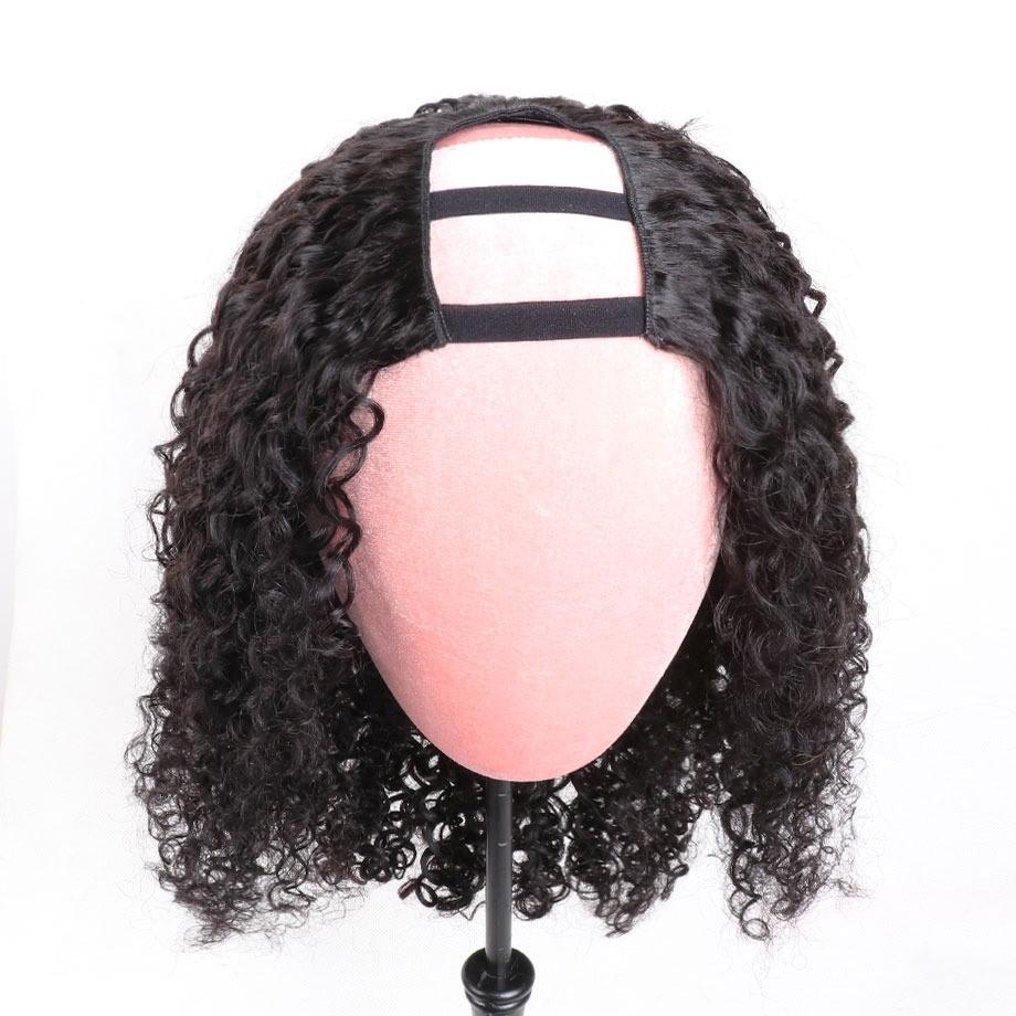 Cerise Alfie short water wave Brazilian Remy human hair U-part wig, glueless design, natural water wave style for a stylish look