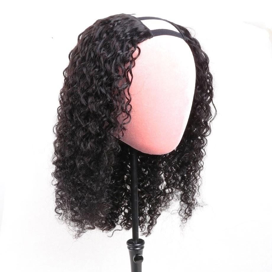 Cerise Alfie Brazilian Remy Water Wave U Part Wig with short bob style, human hair, glueless design, perfect for natural water wave look.