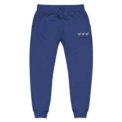 Yellow Eleusis Jacki Easlick three chickens unisex fleece sweatpants featuring a front design, casual and comfortable for everyday wear.