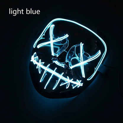 White Eucalyptus Halloween LED mask for pets, featuring glowing lights and spooky design for festive pet costume accessories.