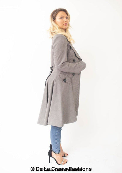 Rose Eleusis Vanessa dogtooth fit and flare mac coat, stylish jacket with a classic pattern, perfect for adding elegance to your wardrobe.