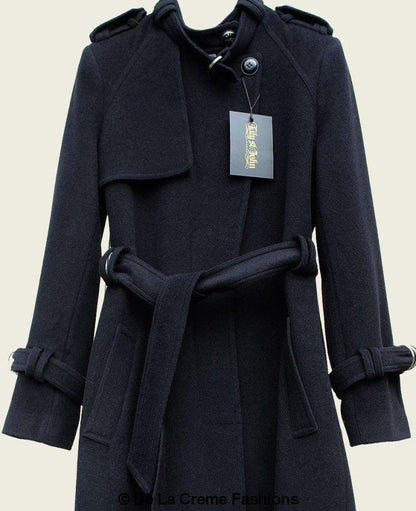 Rose Eleusis Ventura tailored collarless trench coat, stylish lightweight jacket with clean lines and modern design, displayed on a hanger.
