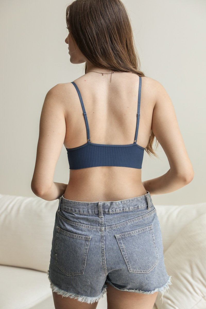 Periwinkle Aether waistband loop lace brami with feminine, stretchy design, featuring delicate lace details and a comfortable fit.