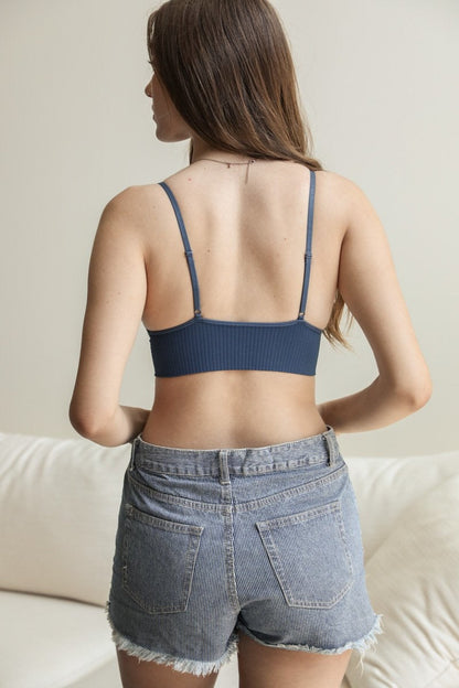 Periwinkle Aether waistband loop lace brami with feminine, stretchy design, featuring delicate lace details and a comfortable fit.