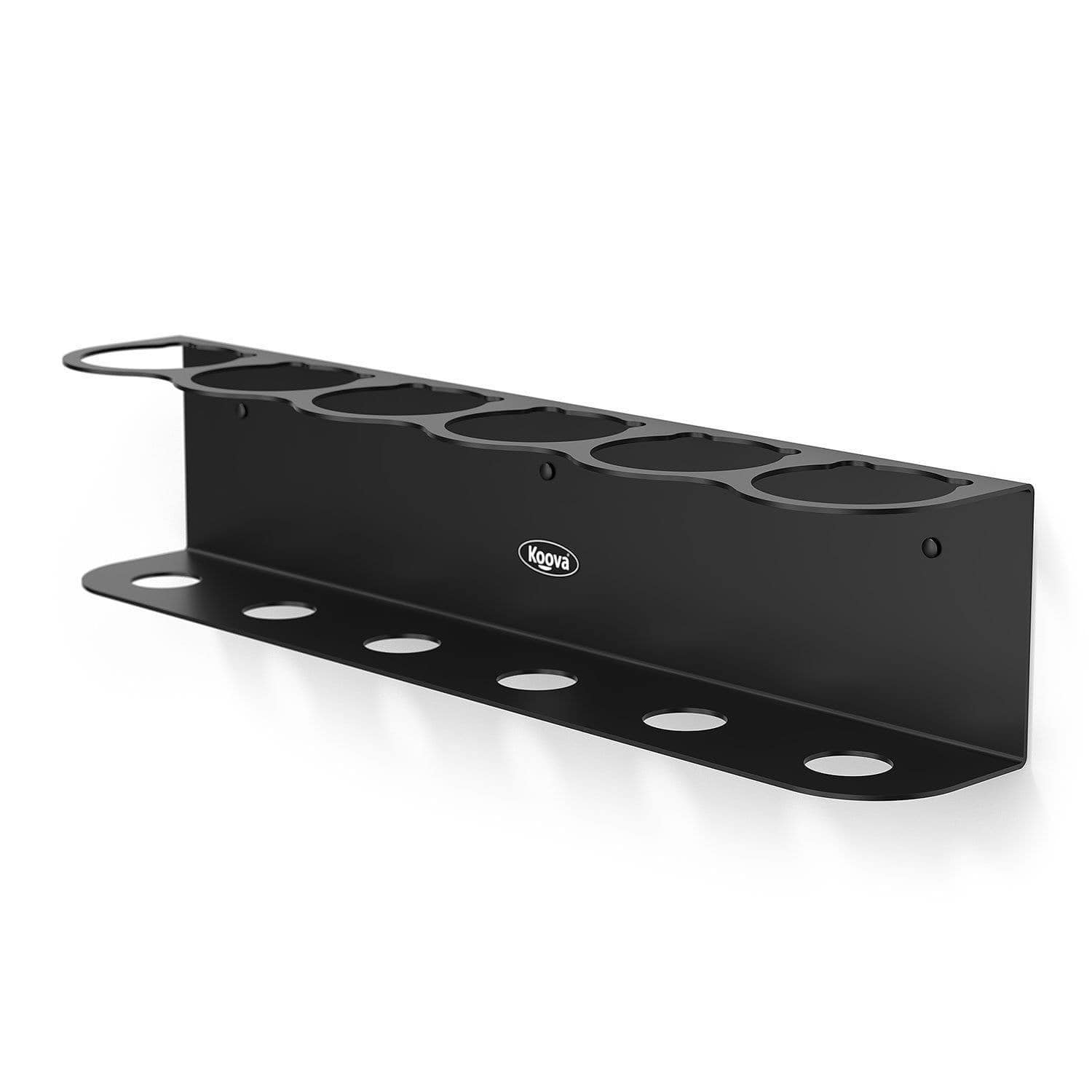 Crimson Astraeus wall-mounted aerosol spray can holder for six cans, organized and secure storage solution.