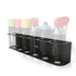 Wall-mounted Crimson Astraeus aerosol spray can holder for six cans, organized and easily accessible.