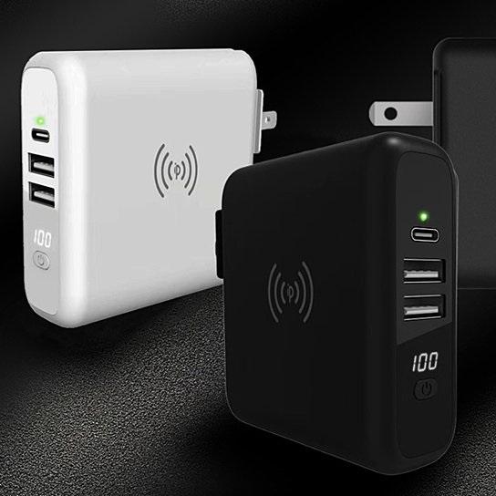 Salmon Lucky Global Gadget Charger, a portable multi-power travel adapter with multiple plug options for international use.