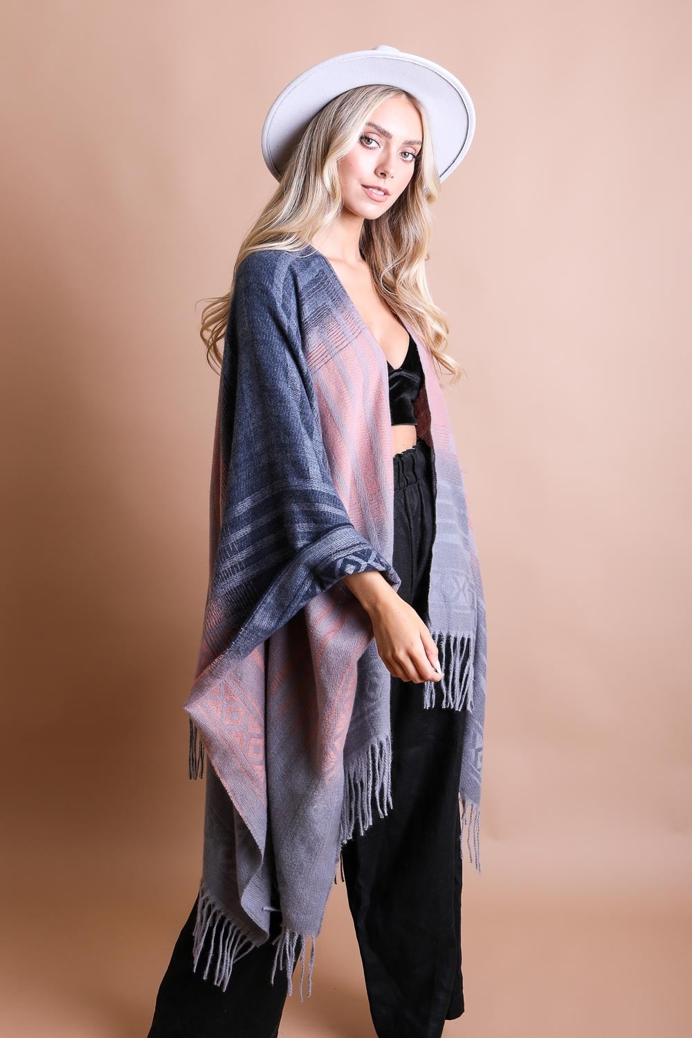 Western-style colorblend tassel serape accessory with vibrant fringes, designed by Periwinkle Aether for a stylish southwestern look.