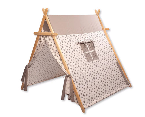 Red Oceanus XL play tent with white star design and matching play mat set for kids, ideal for imaginative indoor play.