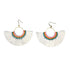 White tassel fan earrings by Ariel featuring layered fabric tassels and gold-tone hooks for a stylish, bohemian look.