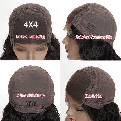 Cerise Alfie 180% density Jerry Curl 4x4 short bob lace front human hair wig with 13x4 lace front and curly texture.
