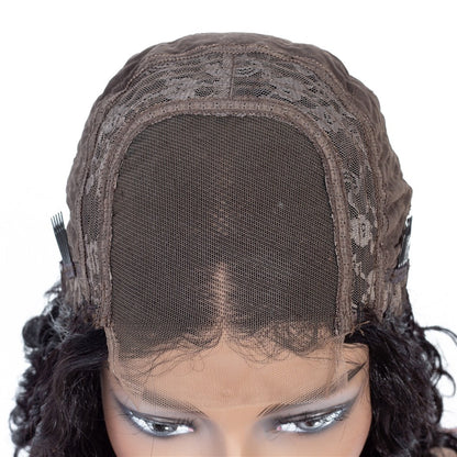 Cerise Alfie 180% density Jerry Curl 4x4 lace front human hair wig with short bob style and 13x4 lace front for a natural look