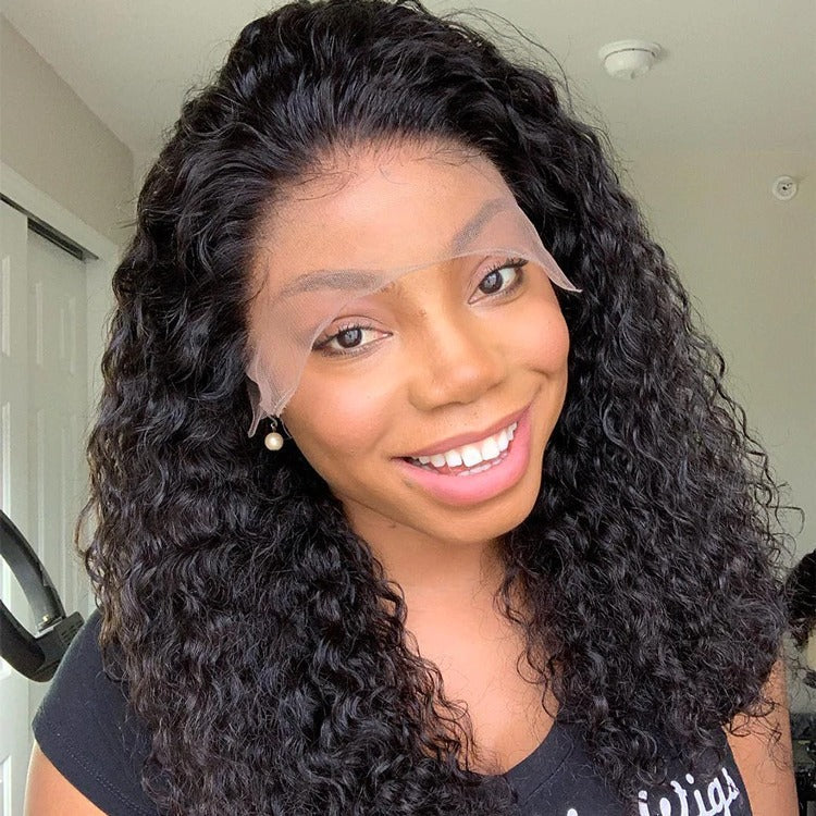 Deep wave 180% density 4x4 lace front human hair wig with short bob style, 13x4 lace front, by Cerise Alfie.