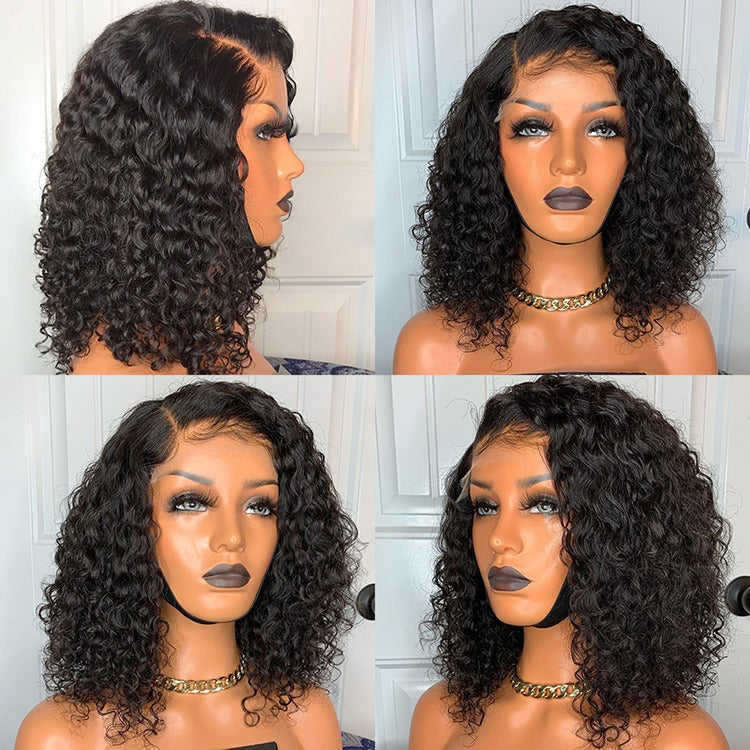 Cerise Alfie deep wave 13x4 lace front human hair wig with 180% density, short bob style, 10-16 inches, wholesale virgin hair