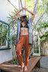 Periwinkle Aether wide band lounge pants in small size, featuring a copper color and comfortable, casual design.