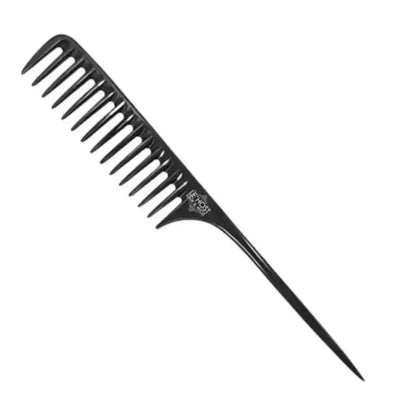 Peach Clymene wide-tooth detangler comb for gentle, tangle-free styling of wigs and hair, made of durable plastic.