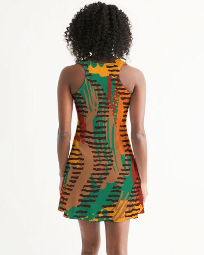 Orange and brown geometric style racerback women&